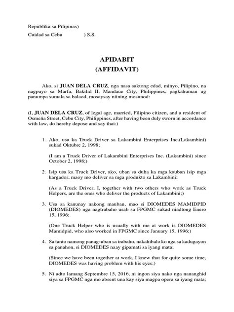 authorization letter bisaya version|Bisaya Affidavit .